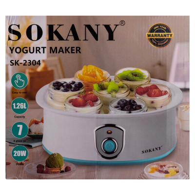 Йогуртниця SOKANY SK-2304 20 Вт 1,2 л Йогуртниця SOKANY SK-2304 20 Вт 1,2 л