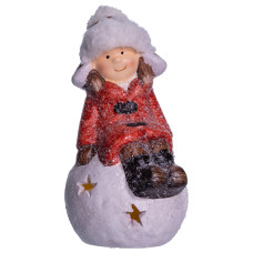 Новогодняя фигурка с подсветкой Девочка на снежном шаре 9,5*8*16 см