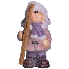Новогодняя фигурка Мальчик с лыжами фарфоровая 12*10*22 см