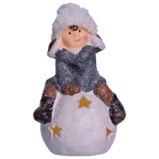 Новогодняя фигурка с подсветкой Мальчик на снежном шаре 9,5*8*16 см
