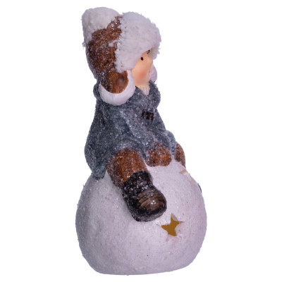 Новогодняя фигурка с подсветкой Мальчик на снежном шаре 9,5*8*16 см