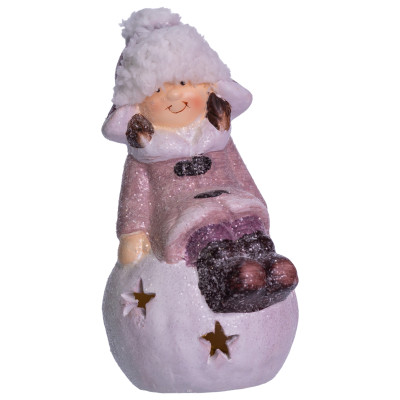 Декоративна фігурка з підсвіткою Дівчинка на сніжній кулі порцелянова 7*7*16 см Декоративна фігурка з підсвіткою Дівчинка на сніжній кулі порцелянова 7*7*16 см