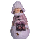 Декоративная фигурка с подсветкой Девочка на снежном шаре фарфоровая 7*7*16 см