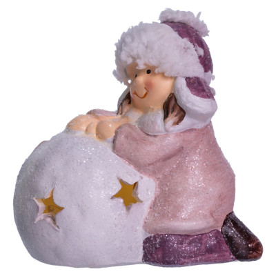 Новорічна фігурка з підсвіткою Дівчинка біля сніжної кулі порцелянова 11*7*12 см Новорічна фігурка з підсвіткою Дівчинка біля сніжної кулі порцелянова 11*7*12 см