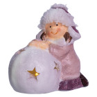 Новогодняя фигурка с подсветкой Девочка у снежного шара фарфоровая 11*7*12 см