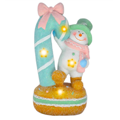 Новогодняя фигурка с подсветкой Снеговик с леденцом 12*8,5*21 см