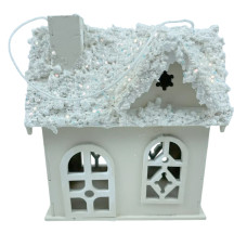 Домик декоративный новогодний деревянный 5*12*20 см, молочный