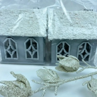 Будиночок декоративний новорічний дерев'яний 5*12*20 см, сірий