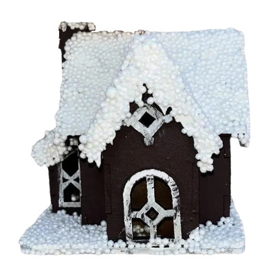 Домик декоративный новогодний деревянный 10*10*10 см