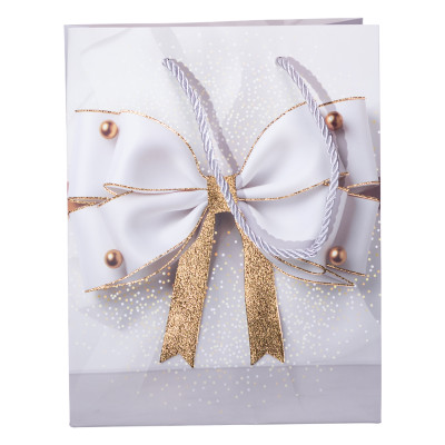 Подарунковий пакет з бантом 18*10*22.5 см 12 штук в упаковці Подарунковий пакет з бантом 18*10*22.5 см 12 штук в упаковці