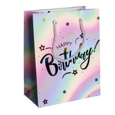 Подарочный пакет Happy Birthday 18*10*23 см 12 штук в упаковке