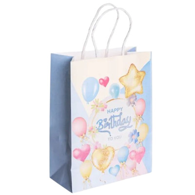 Подарочный пакет Happy Birthday 15*8*21 см 12 штук в упаковке, голубой Подарочный пакет Happy Birthday 15*8*21 см 12 штук в упаковке, голубой