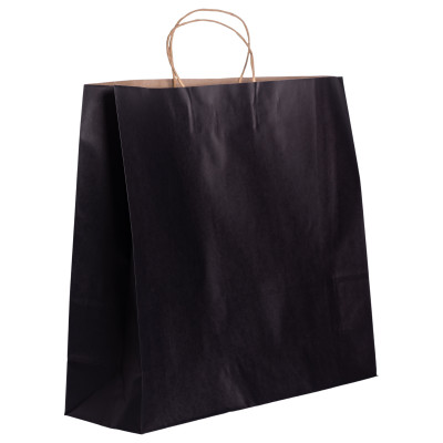Подарунковий пакет 42*14*40 см крафтовий 12 штук в упаковці, чорний Подарунковий пакет 42*14*40 см крафтовий 12 штук в упаковці, чорний