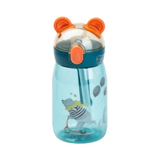 Детская бутылка для воды Bear 500 мл с трубочкой и крышкой флип топ, синий