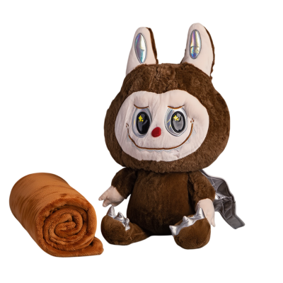 Подушка-іграшка LABUBU Brown Dragon з пледом 100*180 см Подушка-іграшка LABUBU Brown Dragon з пледом 100*180 см