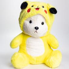 Мягкая игрушка Мишка Тедди в костюме Пикачу с пледом 100*180 см