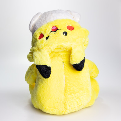 Мягкая игрушка Мишка Тедди в костюме Пикачу с пледом 100*180 см