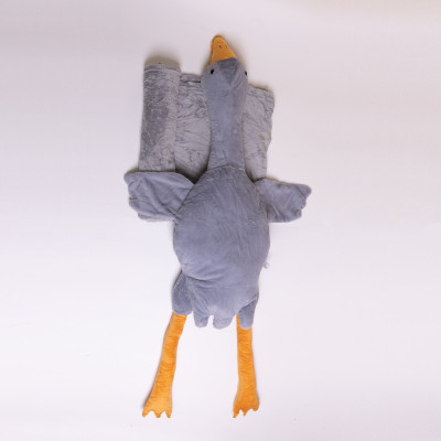 Подушка-игрушка Гусь-обнимусь с пледом 100*180 см, серый
