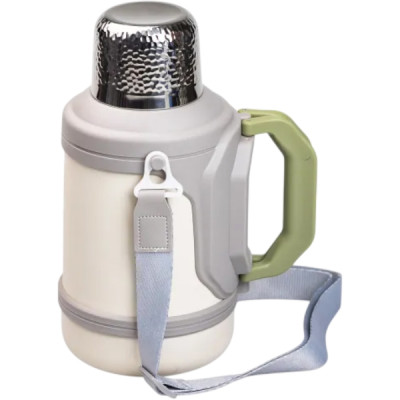 Термос для туризму Vacuum Cup 1,5 л з фліп кришкою та складаними ручками, сірий Термос для туризму Vacuum Cup 1,5 л з фліп кришкою та складаними ручками, сірий