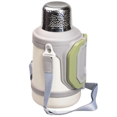 Термос для туризму Vacuum Cup 1,5 л з фліп кришкою та складаними ручками, сірий Термос для туризму Vacuum Cup 1,5 л з фліп кришкою та складаними ручками, сірий