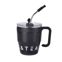 Термокружка Coffee & Tea 480 мл с трубочкой и двойным открыванием, черный