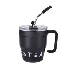 Термокружка Coffee & Tea 480 мл с трубочкой и двойным открыванием, черный