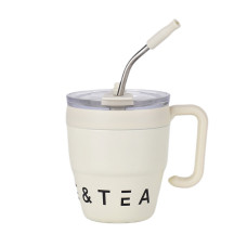 Термокружка Coffee & Tea 480 мл с трубочкой и двойным открыванием, белый