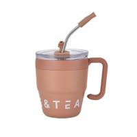 Термокружка Coffee & Tea 480 мл с трубочкой и двойным открыванием, коричневый