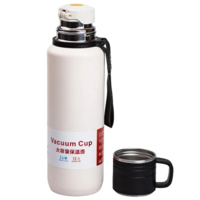 Термос High Bottle 1 л с заварником и флип крышкой, белый