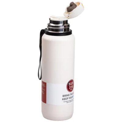 Термос High Bottle 1 л с заварником и флип крышкой, белый