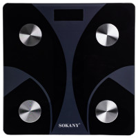 Фітнес-ваги Sokany SK-19029B з підтримкою Bluetooth із загартованого скла, чорний