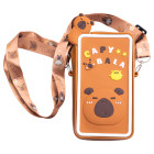 Сумочка-футляр для телефона Капибара силиконовая на молнии 17*10*3 см, коричневый