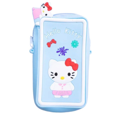 Сумочка-футляр для телефона Hello Kitty силиконовая на молнии 17*9*2 см, голубой