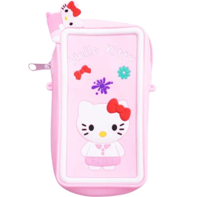 Сумочка-футляр для телефона Hello Kitty силиконовая на молнии 17*9*2 см, розовый