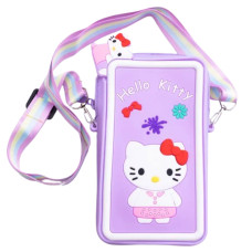 Сумочка-футляр для телефона Hello Kitty силиконовая на молнии 17*9*2 см, сиреневый