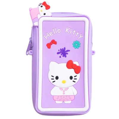 Сумочка-футляр для телефона Hello Kitty силиконовая на молнии 17*9*2 см, сиреневый