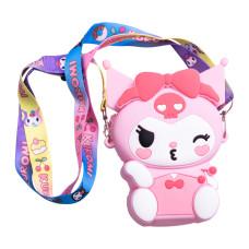 Детская сумочка Kuromi силиконовая на молнии 15*10*3 см, розовый