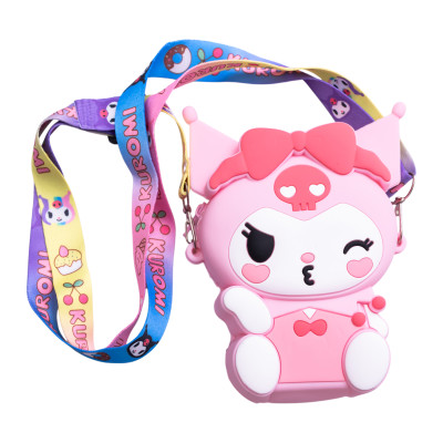 Детская сумочка Kuromi силиконовая на молнии 15*10*3 см, розовый