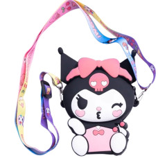 Детская сумочка Kuromi силиконовая на молнии 15*10*3 см, черный