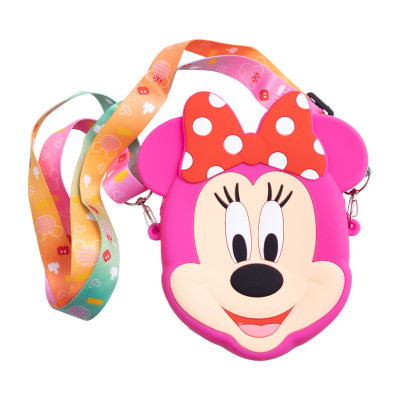 Сумочка-гаманець Мінні Маус силіконова на блискавці 15*13*3 см, малиновий