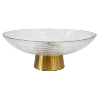 Тарілка для фруктів скляна на золотій ніжці 23.5*11 см