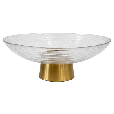 Тарілка для фруктів скляна на золотій ніжці 23.5*11 см