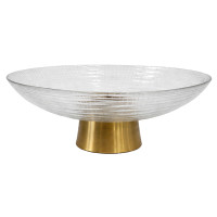 Тарілка для фруктів скляна на золотій ніжці 27,5*13 см