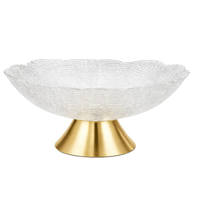 Фруктовниця скляна на золотій ніжці 20*10 см