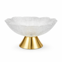 Фруктовниця скляна на золотій ніжці