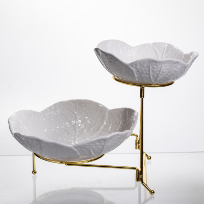 Фруктовница фарфоровая на 2 яруса 35*25*26 см Фруктовница фарфоровая на 2 яруса 35*25*26 см