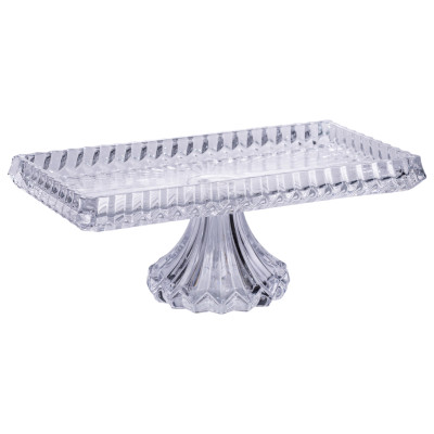 Фруктовница на ножке из толстого стекла 33*17*13,5 см прямоугольная