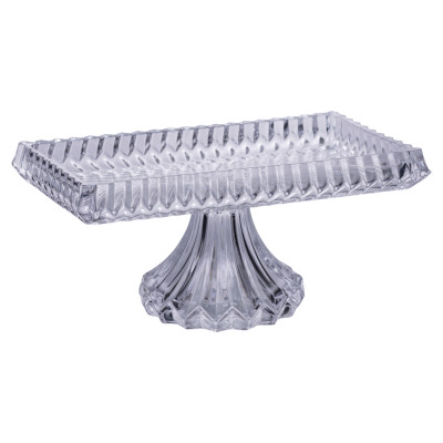 Фруктовница на ножке из толстого стекла 28,5*15*13 см прямоугольная Фруктовница на ножке из толстого стекла 28,5*15*13 см прямоугольная