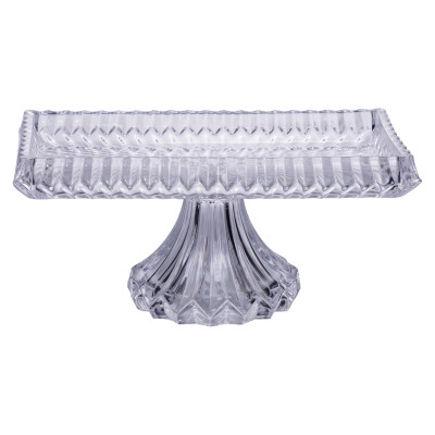 Фруктовница на ножке из толстого стекла 28,5*15*13 см прямоугольная