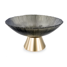 Фруктовница стеклянная «Gold & Grey» 15 см на золотой ножке